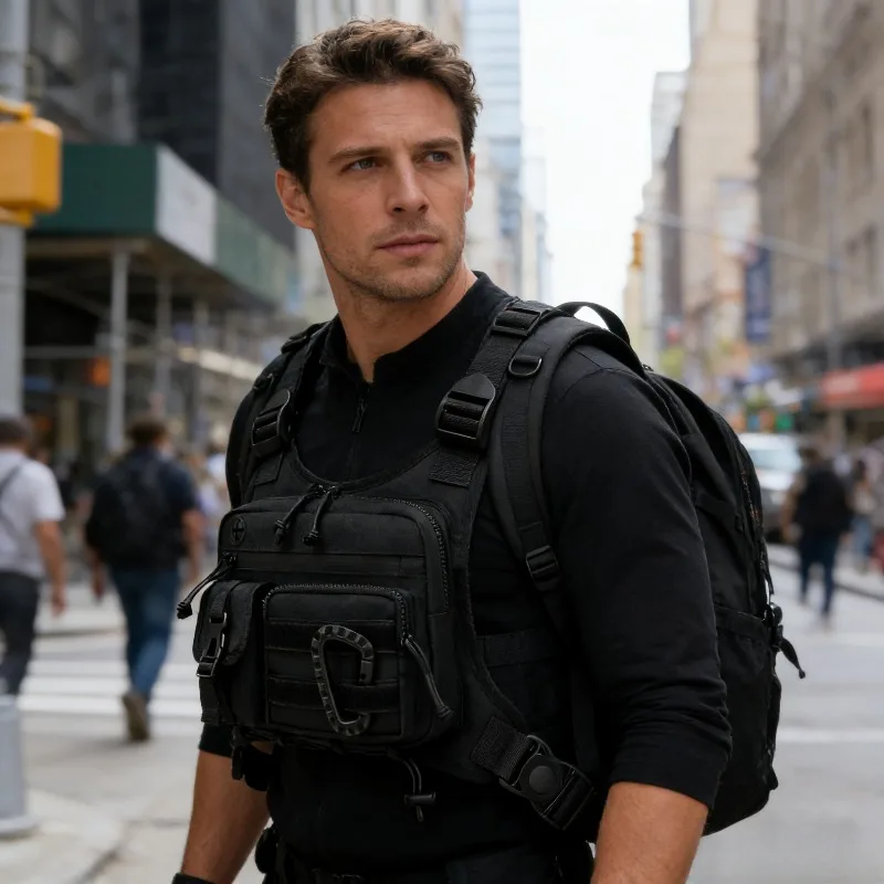 1 قطعة حقيبة الصدر في الهواء الطلق للسفر ركوب الدراجات الجري الرياضة الصدر حزمة متعددة جيب التكتيكية حقيبة الصدر للأنشطة الخارجية