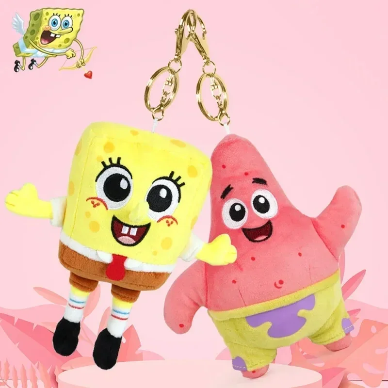 Kawaii dos desenhos animados bob esponja patrick estrela brinquedo de pelúcia chaveiro ponto criativo gary mochila pingente lula molusco tentáculos amigos presentes