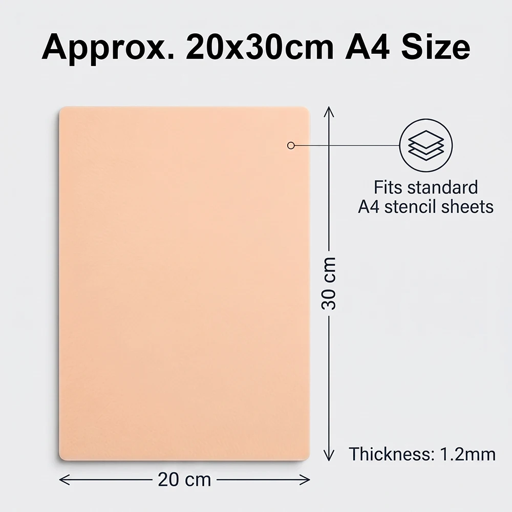 A4 Size Tattoo Practice Skin Fake Tattoo Training Skin Silicone Blank Synthetic Skin Practice Mat for PMU Tattoo Accessories