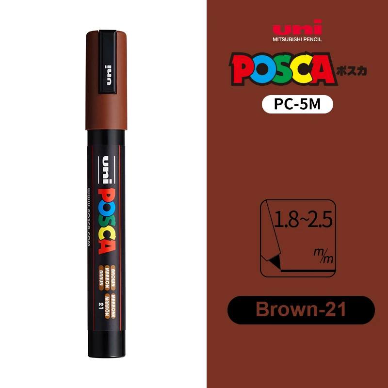 UNI POSCA Marker Pen 12 Kleur Acryl Plumones Rotuladores PC-1M, 3 M, 5 M POP Poster Pen Stof Verf Markers Art Schilderen 1 PC