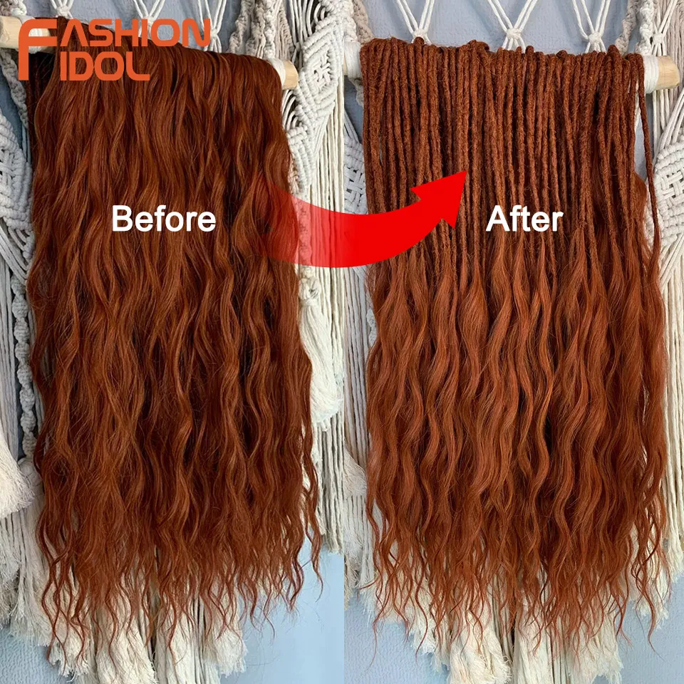 FASHION IDOL Orange Twist Crochet Hair Synthetic Deep Wave Braiding Hair Extensions 24 Inch Water Wave Hair Heat Resistant Fiber