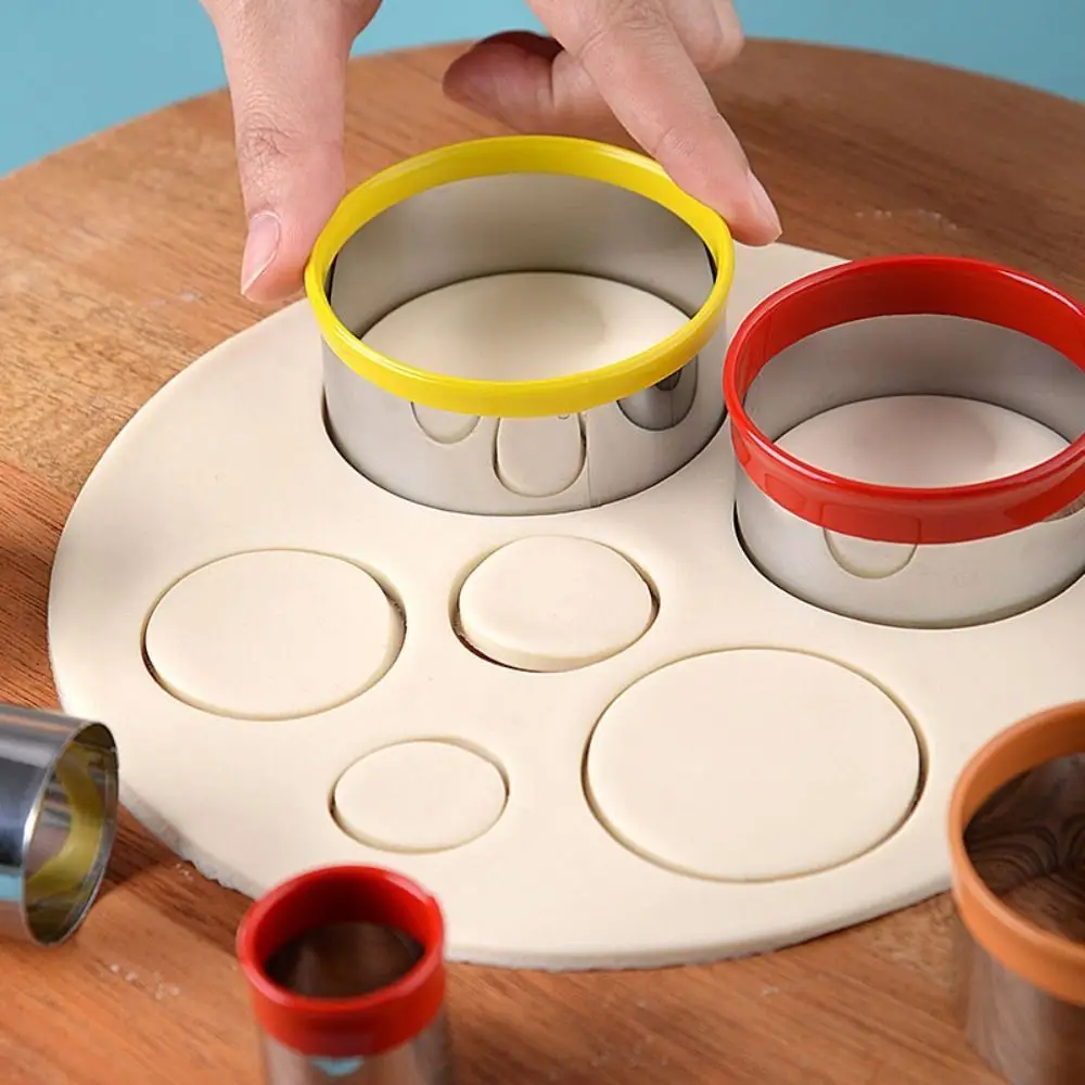 

Многофункциональная круглая формочка для печенья из нержавеющей стали с красочными краями, круг для выпечки, сделай сам, форма для печенья, мусс