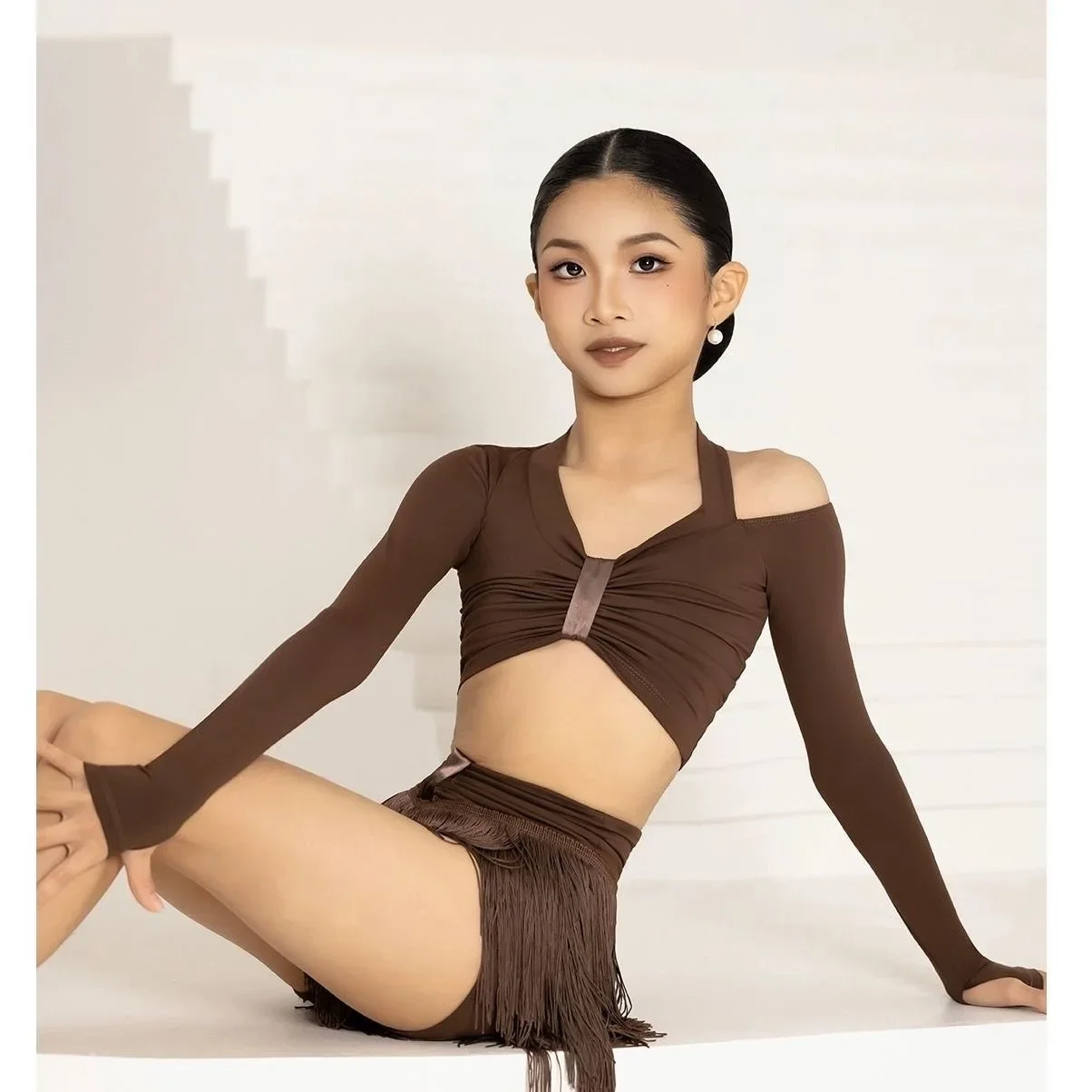 Nieuw binnen Jurken Danskleding Latin Jurken Kostuum voor meisjes Lijndanskostuum Nieuwe producten 2025, Danswedstrijdjurk