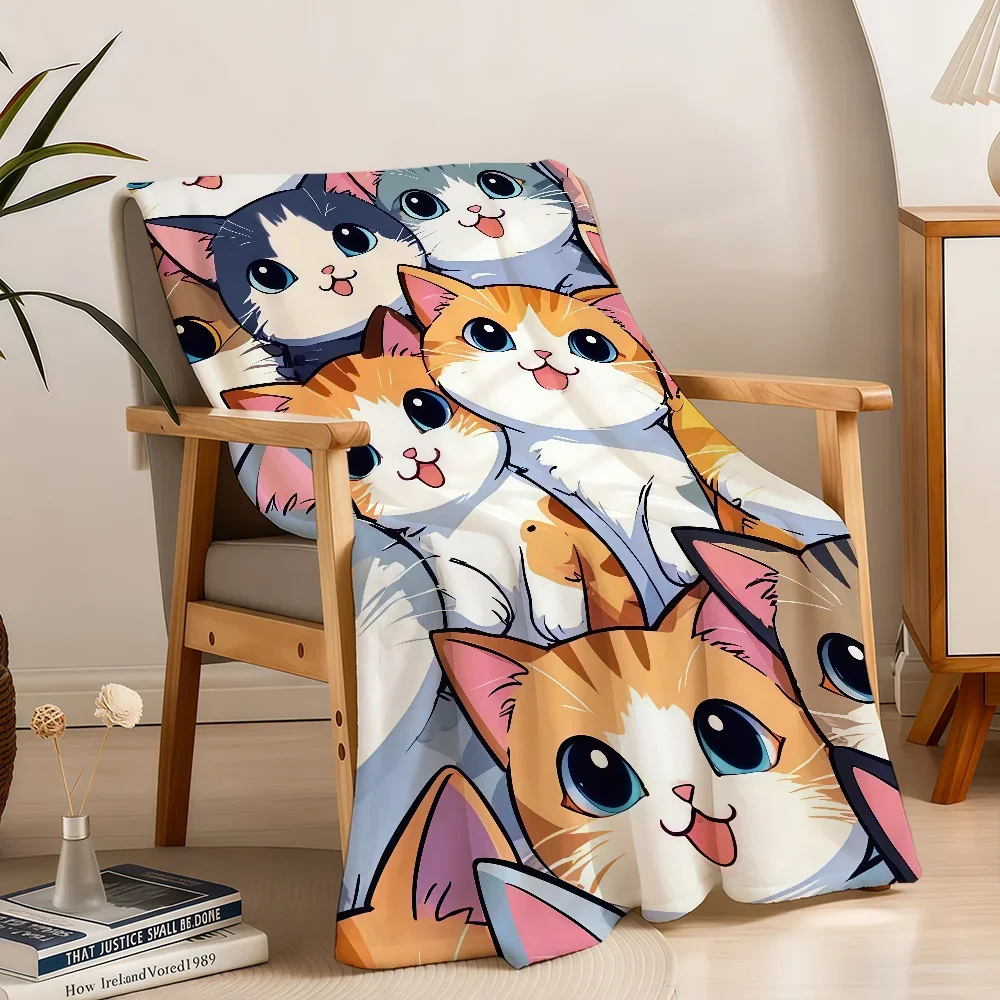 Blanket Throw Super Big Cosy Cute Plush Living Room Sofa Couch Cartoon Childish Cat Eyes Birthday Gifts