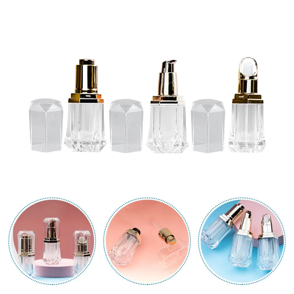 

3Pcs Pressing Bottle Acrylic Sub Bottle for Essential Oil Perfume Refillable Leak-Proof Small Container Portable Travel Size