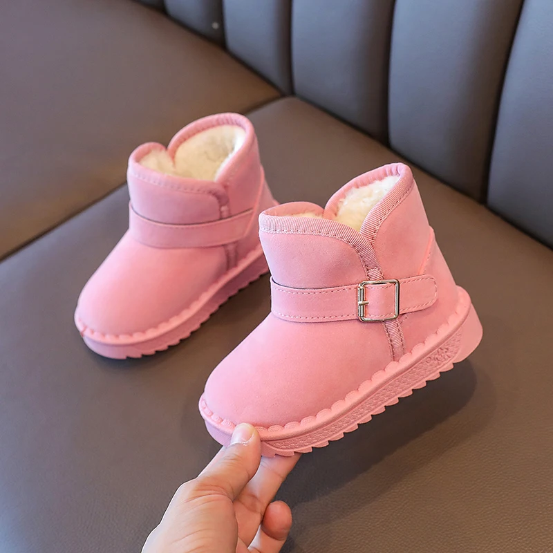 Baby Winter Snow Boots Warm Plush Leather Toddler Shoes Fashion Boys Girls Anti-slip Rubber Sole Baby Sneakers Infant Boots