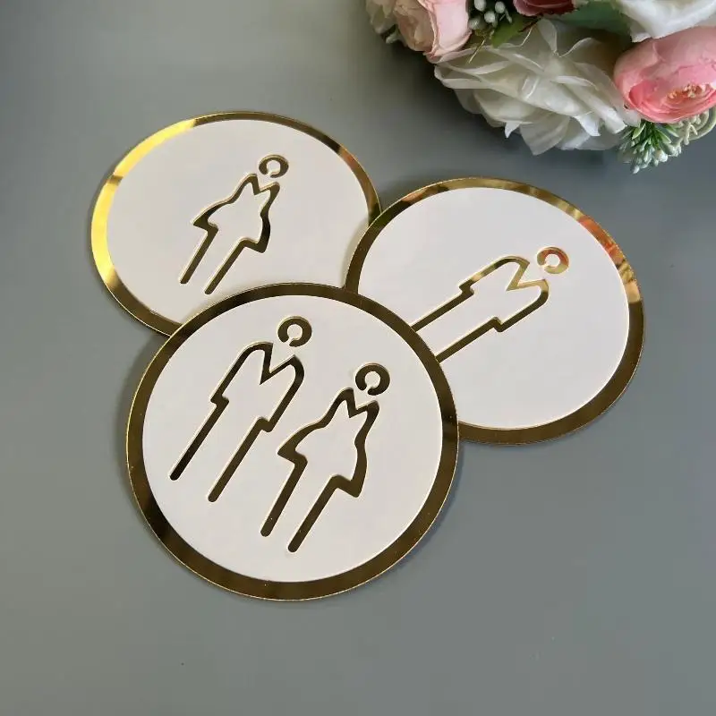 【S】3D Toilet Sign Acrylic Men Women Bathroom Self-Adhesive Wall Sticker DIY Decor For Office Business Hotel Cafe Public Door