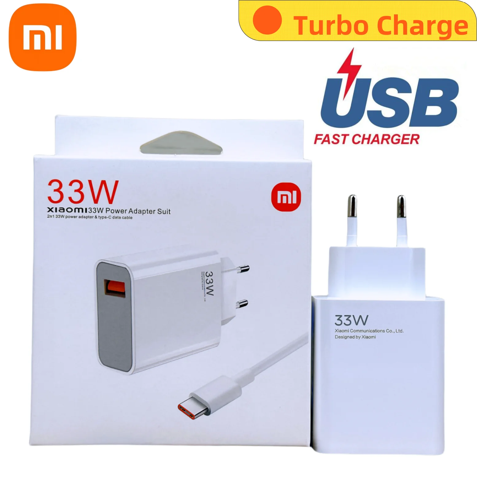 Original Xiaomi 33w Phone charger Turbo Fast Charge EU Adapter For POCO X5 M5S X3 F3 M3 M4 Pro Redmi Note 13 12 12S 10 11 9