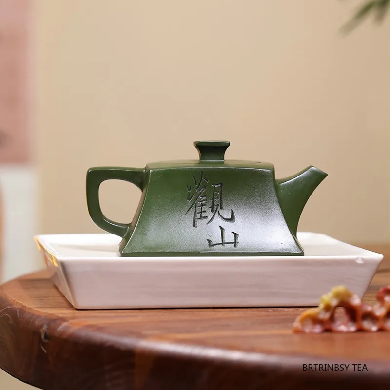 290ml Tradition Yixing Purple Clay Teapot Handmade Landscape Tea Pot Raw Ore Green Mud Kettle Chinese Zisha Tea Set Teaware