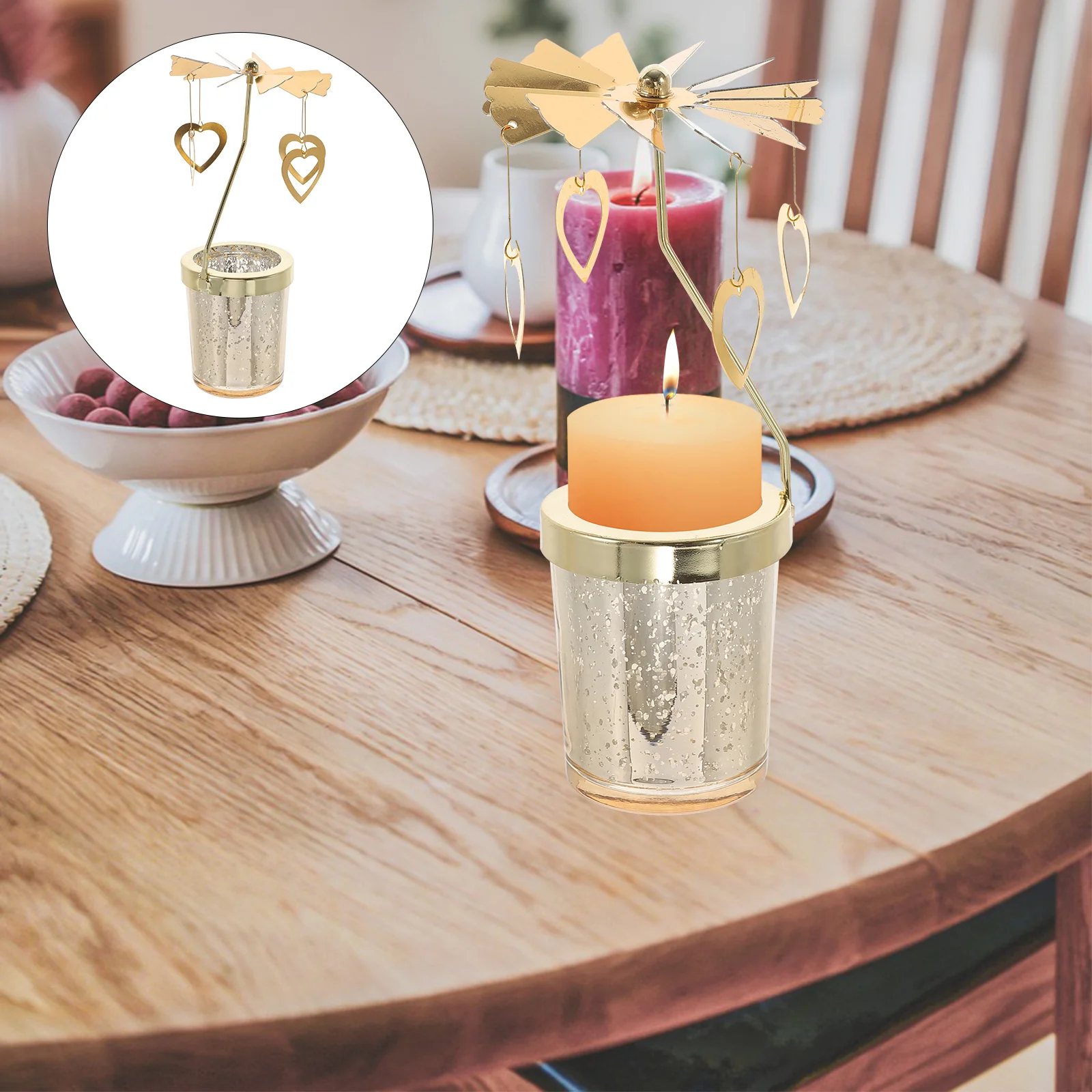 

Rotatable Metal Desktop Holder Creative Iron Candlestick for Party Xmas Dinner Home Cafe Bar Decoration