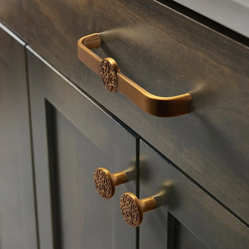 Zinc Alloy Cabinet Handles Antique Vintage Drawer Knobs Retro Wardrobe Pulls Kitchen Cupboard Bathroom Shoe Cabinet Handle