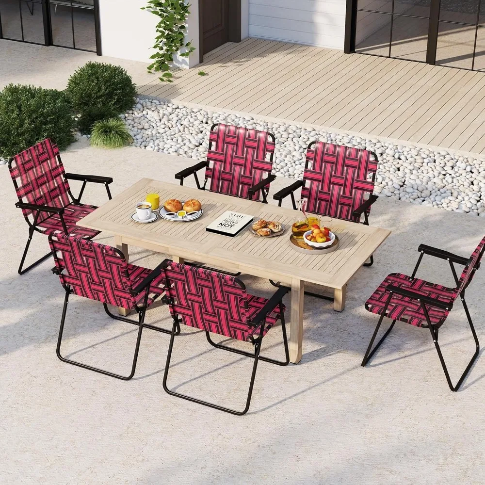 

Folding Chair, Patio Lawn Chair Set with Armrest, Indoor/Outdoor 4 Pack Webbed Lightweight Dinning Chair, Customized