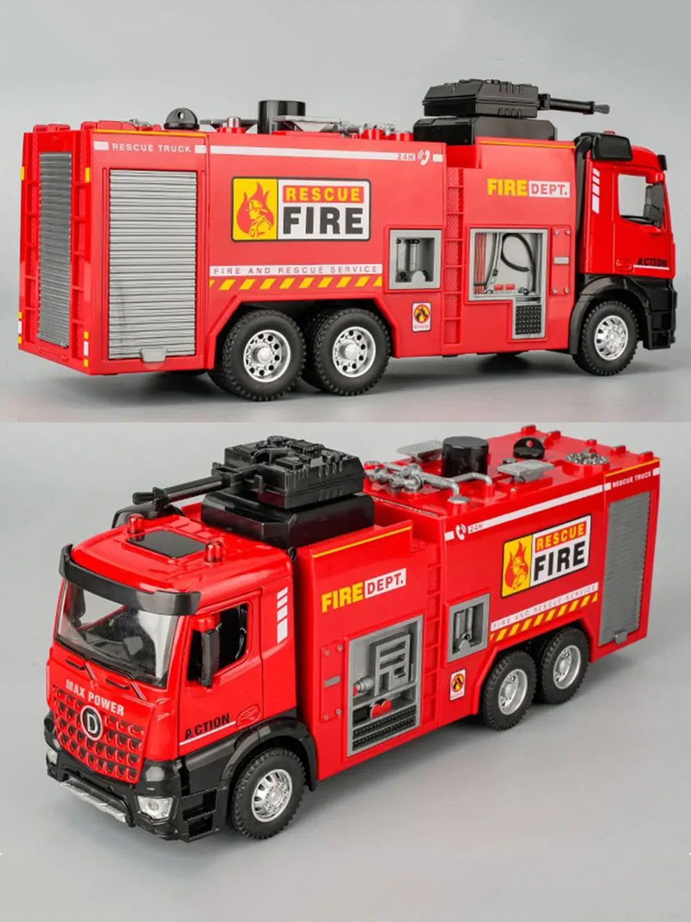 1/32 Ladder Truck Model Toys for Boys Metal Diecast Water Tanker Trucks with Pull Back Sound Light Engineering Vehicle Gifts