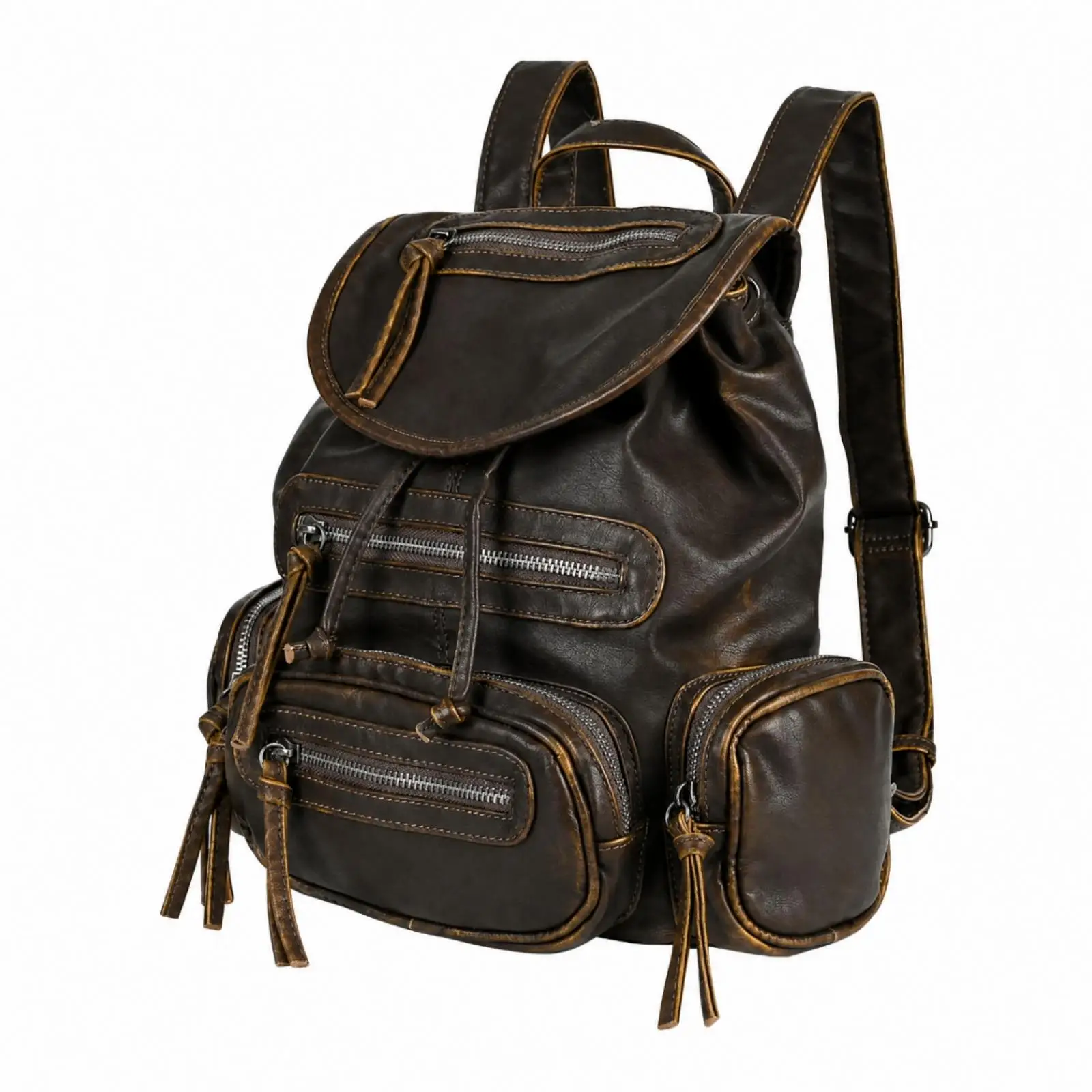 Flap Backpack with Snap Closure Versatile Drawstring Backpack with Multiple