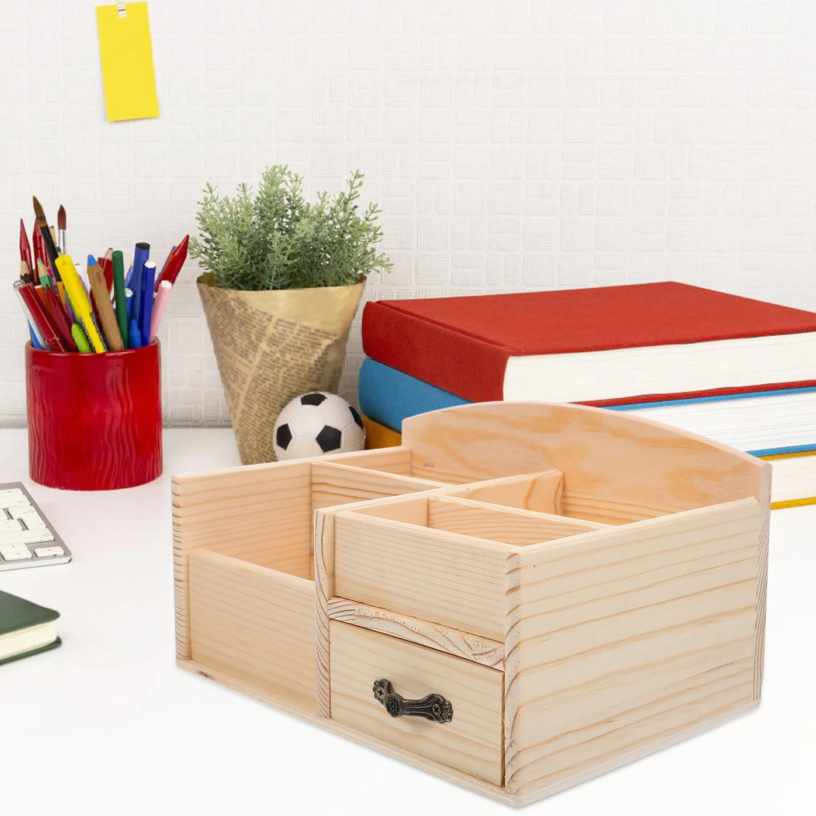 Wooden Desktop Drawer Organizer Box Compact Small Desk Storage Sundries Organizer for Office Classroom Bedroom Pen Headphone