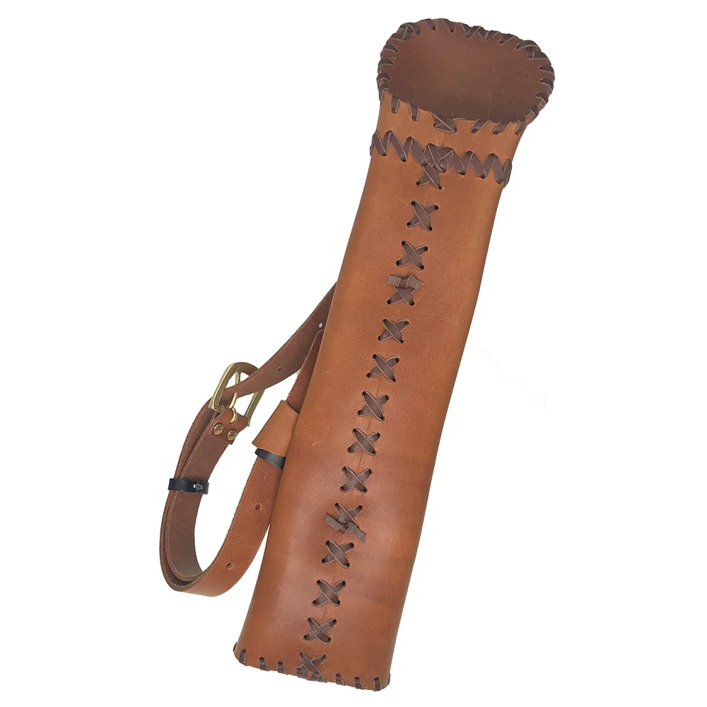 Archery Bow and Arrows  Quiver Handmade Archery Leather Quiver Hanging Waist Style Arrow Bag for Horseback Archery
