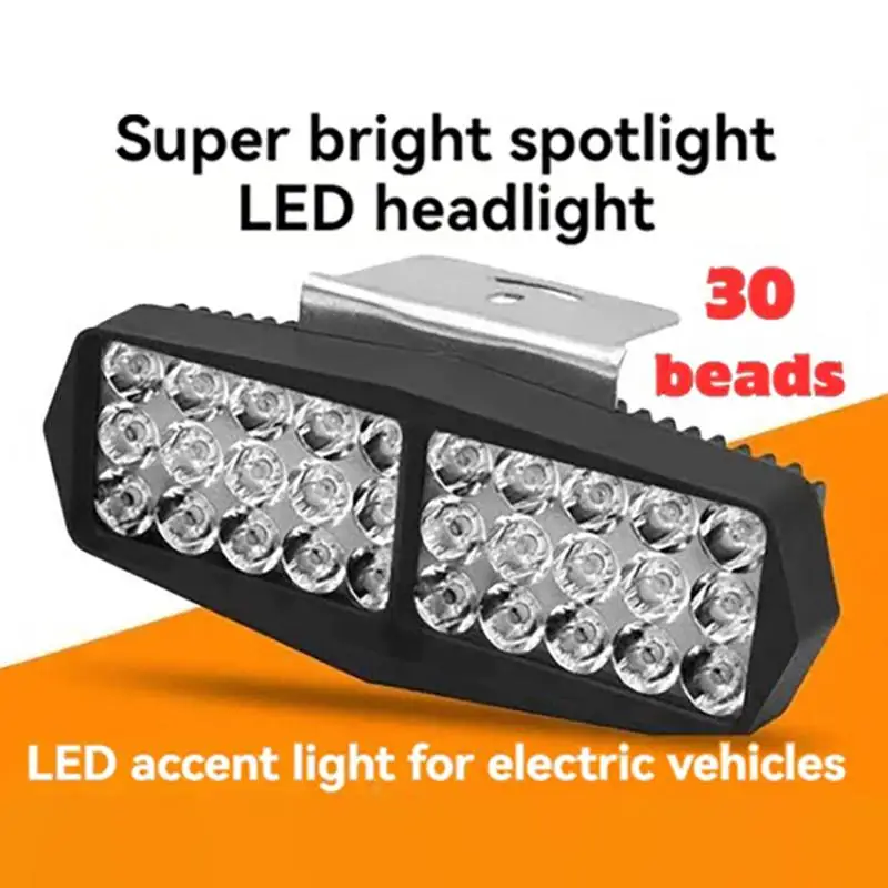 Electric Vehicles E-Bike Headlight 30 LED Strong: Light Waterproof 12V-80V Spotlight Universal