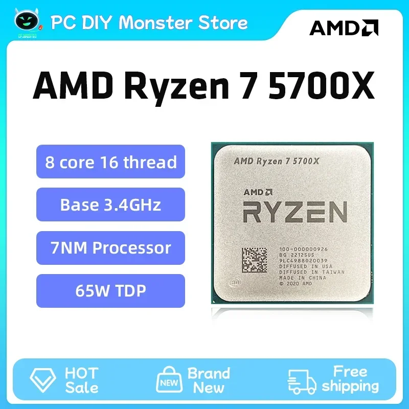 

US.EU AMD New Ryzen 7 5700X R7 5700X 3.4GHz 8 Core 16 Thread CPU Processor 7NM L3=32M Socket AMD AM4 Gaming processador процессо