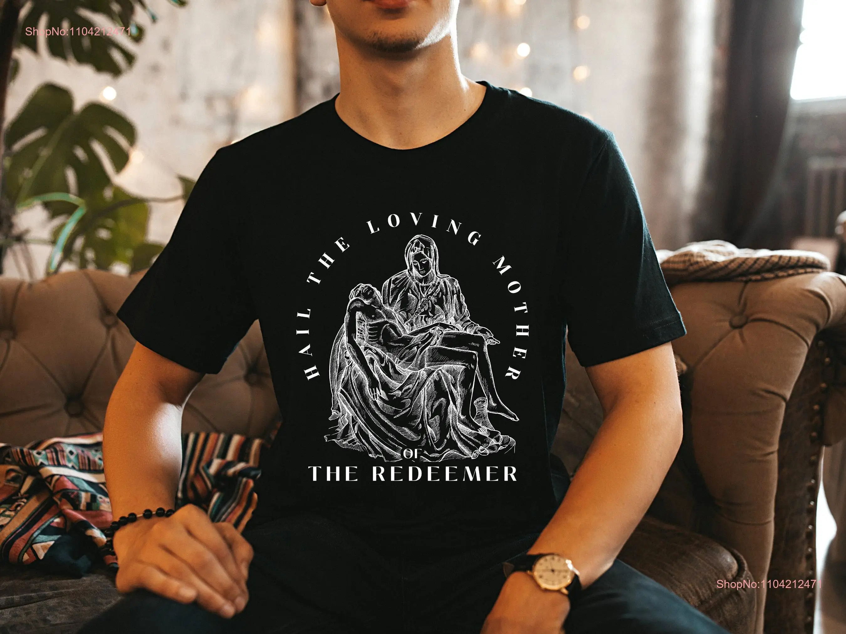 Hail the loving Mother of Redeemer Blessed Virgin Mary Pieta Maria Marian Devotion Catholic apparel T Shirt for Men