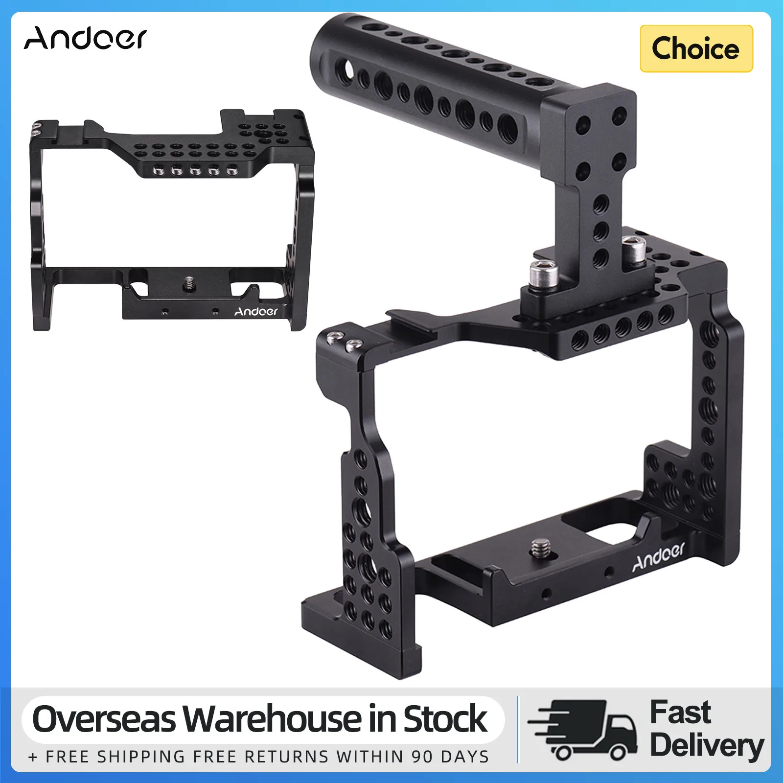 Andoer Camera Cage Video Cage Aluminum Alloy 1/4 in Screw with Cold Shoe Mount for Sony A7II/A7III/A7SII/A7M3/A7RII/A7III Camera