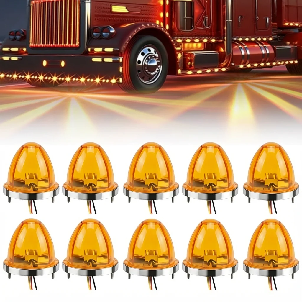 

10 шт. светодиодных фонарей в форме арбуза для грузовиков, мини-габаритные огни, сигнальные огни для Kenworth, Peterbilt, Freightliner