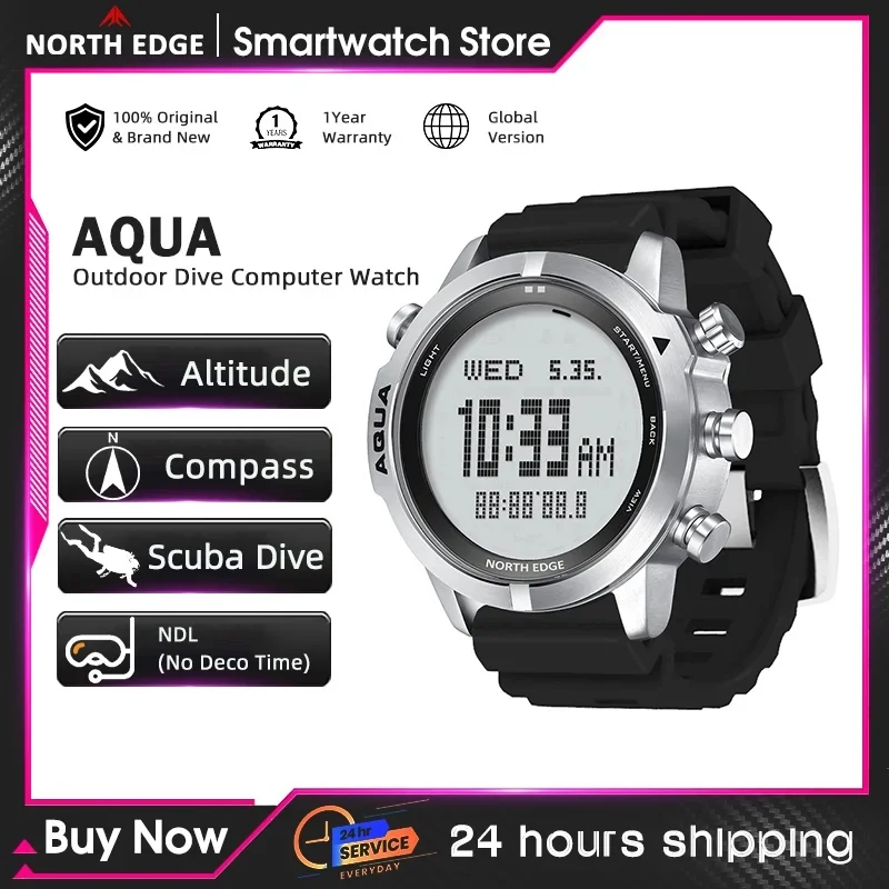 NORTH EDGE Mens Digital Watch Professional Dive Computer Watch Scuba Diving NDL (No Deco Time) Altimeter Barometer Compass New