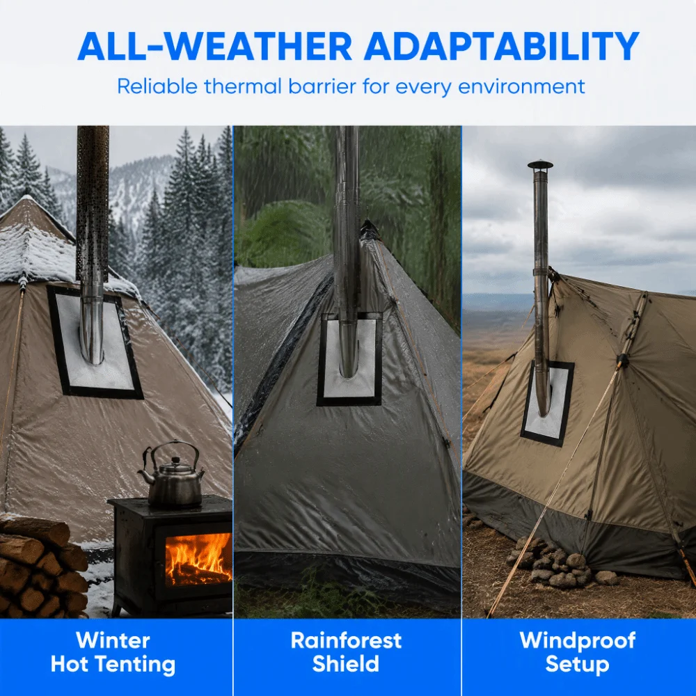 Heatproof Fiberglass Tent Stove Jack Anti Scald Ring Double Layer Chimney Connector Heat-insulating pad Outdoor Shelter