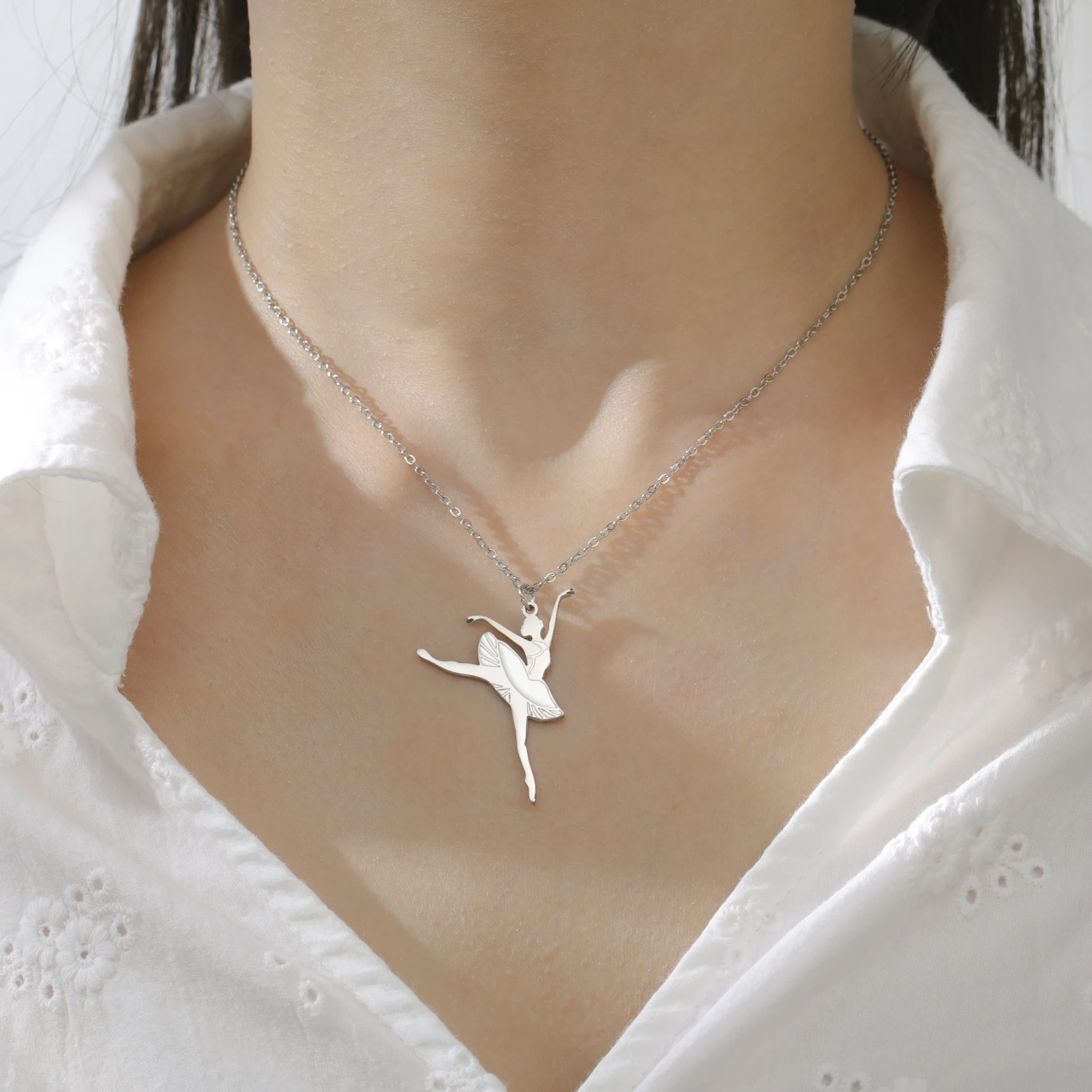 COOLTIME Gymnastik Anhänger Halskette für Frauen Edelstahl Mode Sport Ballett Tänzerin Halskette Turnerin Schmuck Neue – Detail 23