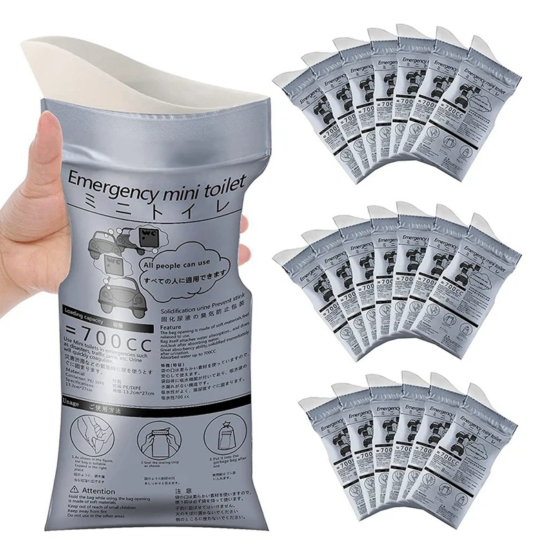 24 PCS Disposable Urine Bag,700ML Emergency Mini Toilet For Camping Road Trip Jam, Urine Bag Pee Bags Travel Urinals