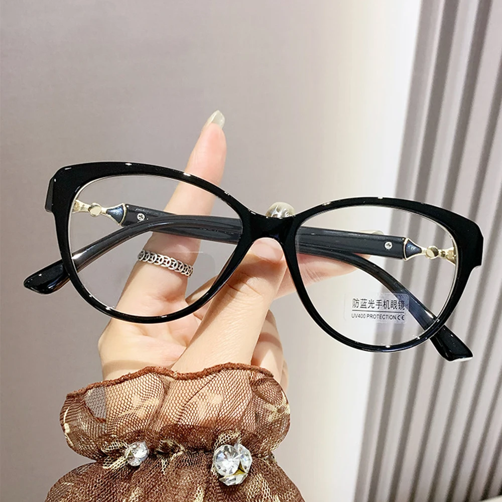 fashion Cat Eye Reading Glasses Anti Blue Ray Eyepiece Luxury Magnifing Transparent Lens Plus Eyeglasses +1.0-4.0