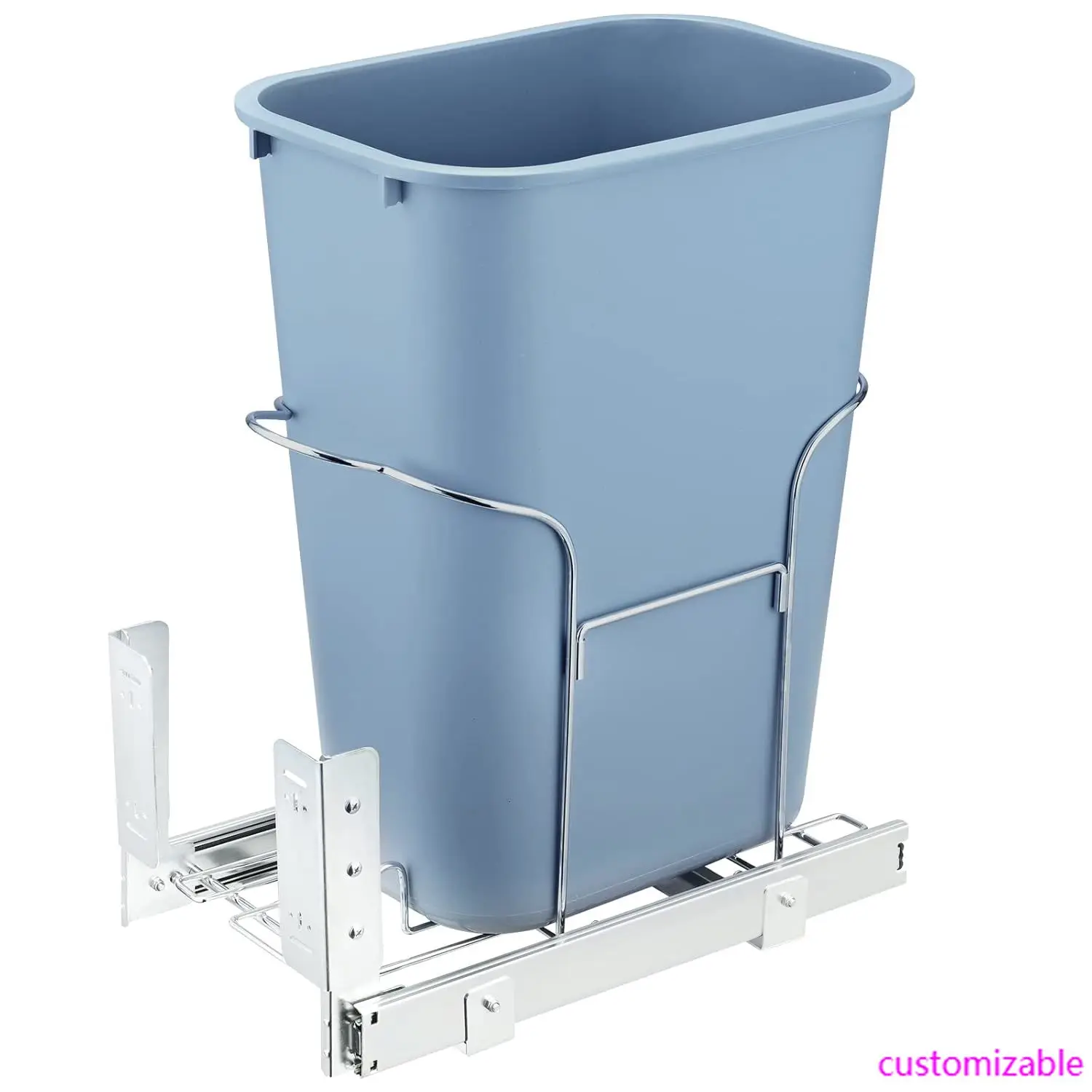 

Pull-Out Trash Can, 35L Single Bin, Under Mount Kitchen Waste Container with Slide, Handle and Door Mounting Kit, Sink