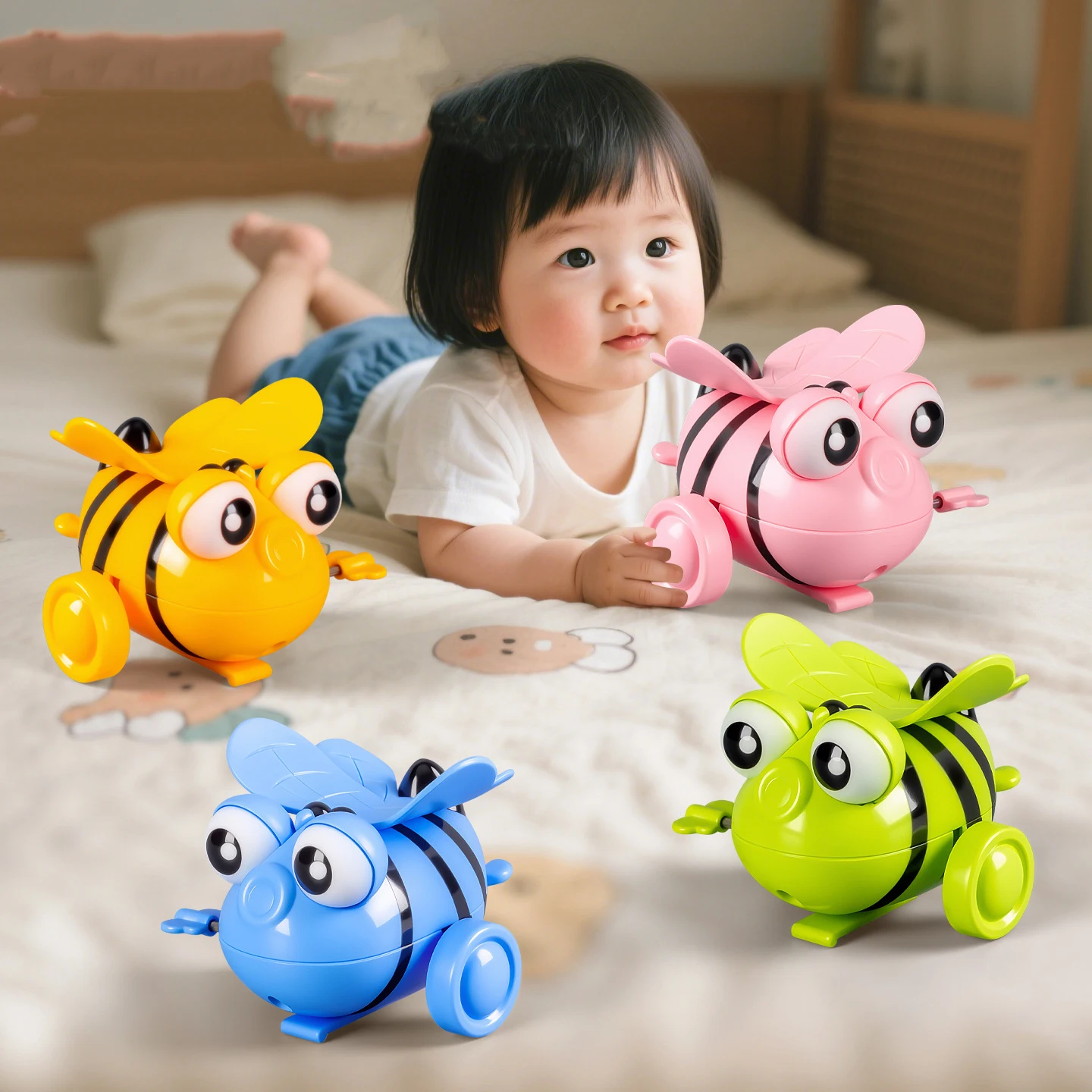 Kinder Pädagogisches Uhrwerk Spielzeug Cartoon Taumeln Biene Spielzeug Tragbare Spaß Biene Baby Spielzeug Simulation Biene Schiebe Modell Spielzeug