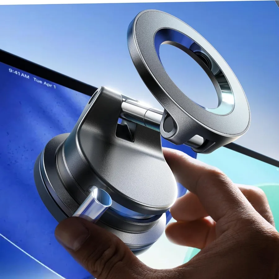 الهاتف 17 برو ماكس سنادات بالسيارة فراغ MagSafe سيارة جبل 360 قابل للتعديل شفط كأس المغناطيسي الهاتف جبل المحتوى الخالق