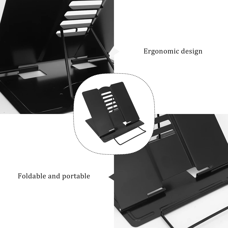 Imagem -04 - Suporte de Livro de Mesa Metal Leitura Resto Livro Titular Ângulo Suporte Ajustável Suporte Documento Portátil Resistente Leve Preto