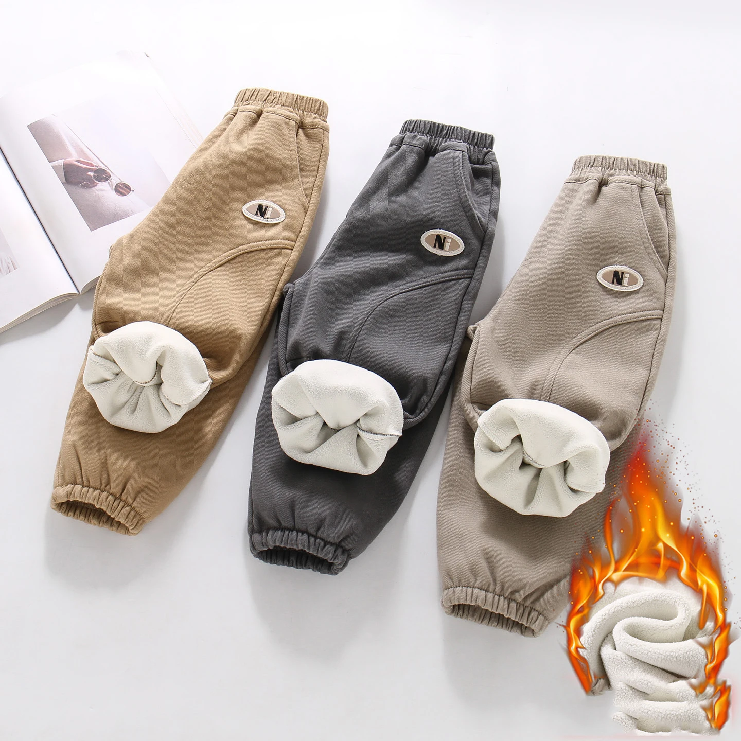 

New Winter Children Boys Pant Thicken Warm Kids Baby Boys Trouser Korean Casual Elastic Waist Fleece Kids Baby Boys Jogger Pant