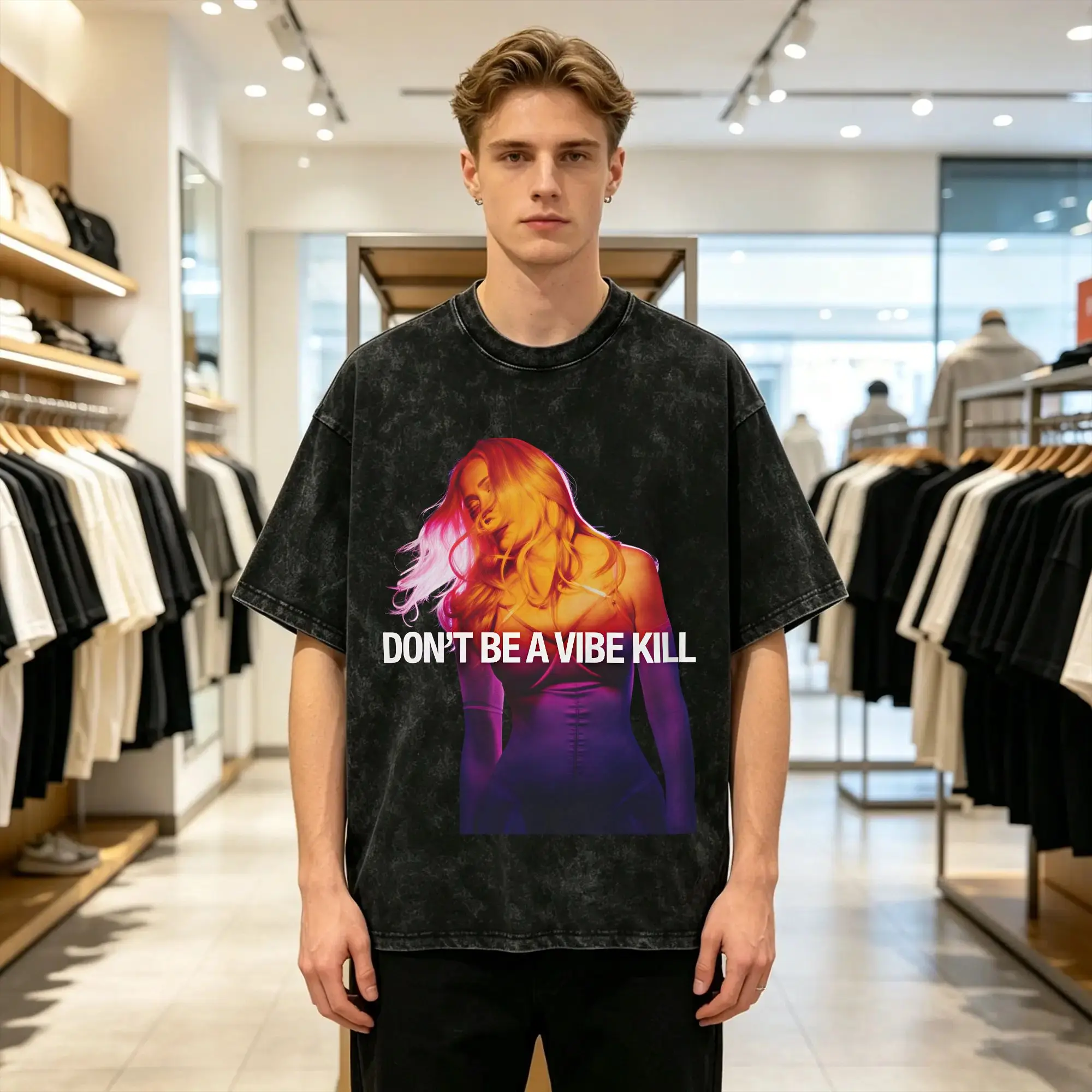 Madonnas 2026 T Shirt Men's  Pure Cotton Awesome T-Shirts Crewneck DON'T BE A VIBE KILL  Tees Short Sleeve Clothing Summer