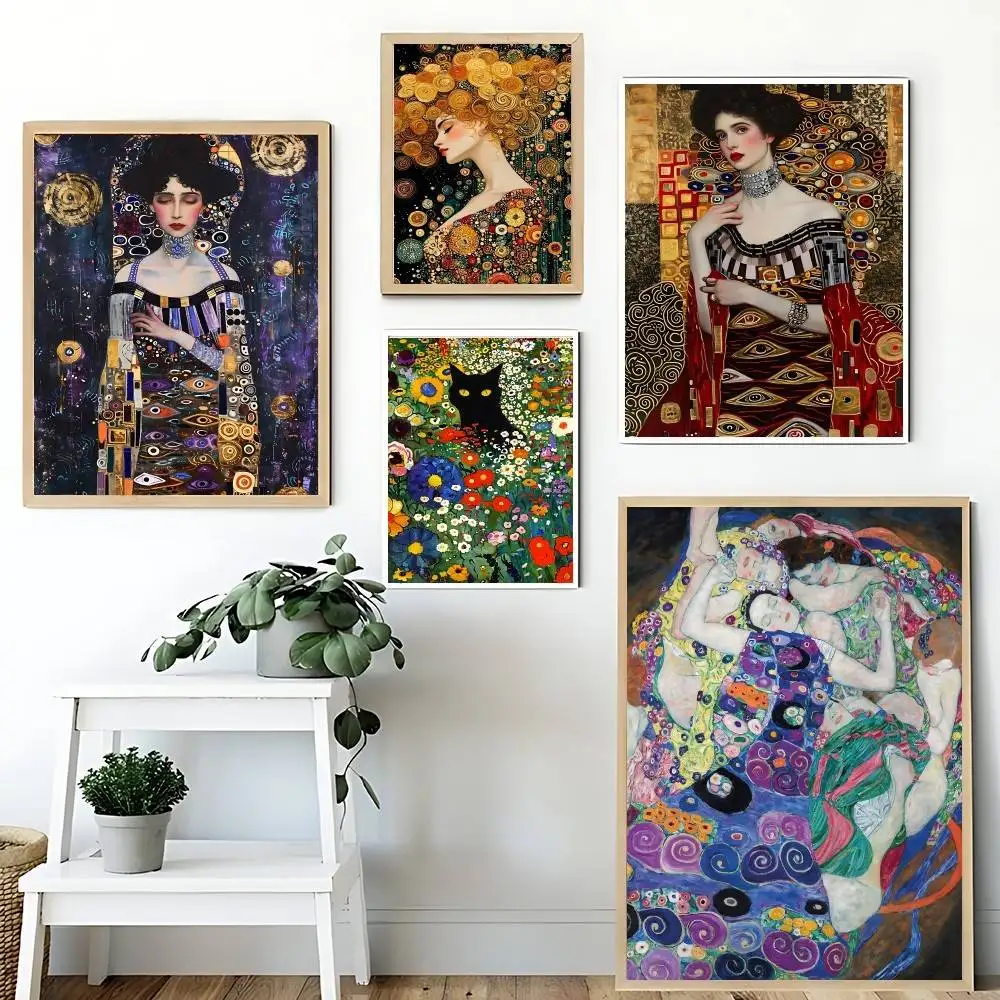 Gustav Klimt Art Poster High Quality Print Poster Waterproof Wall Art Movie Posters For Living Bedroom Retro Room Decor Gift