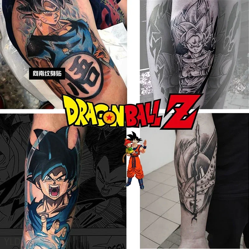 Dragon Ball Goku Tattoo Sticker Super Saiyan Vegeta Waterproof Temporary Tattoo Stickers Body Art Fake Tattoo Toy Birthday Gift