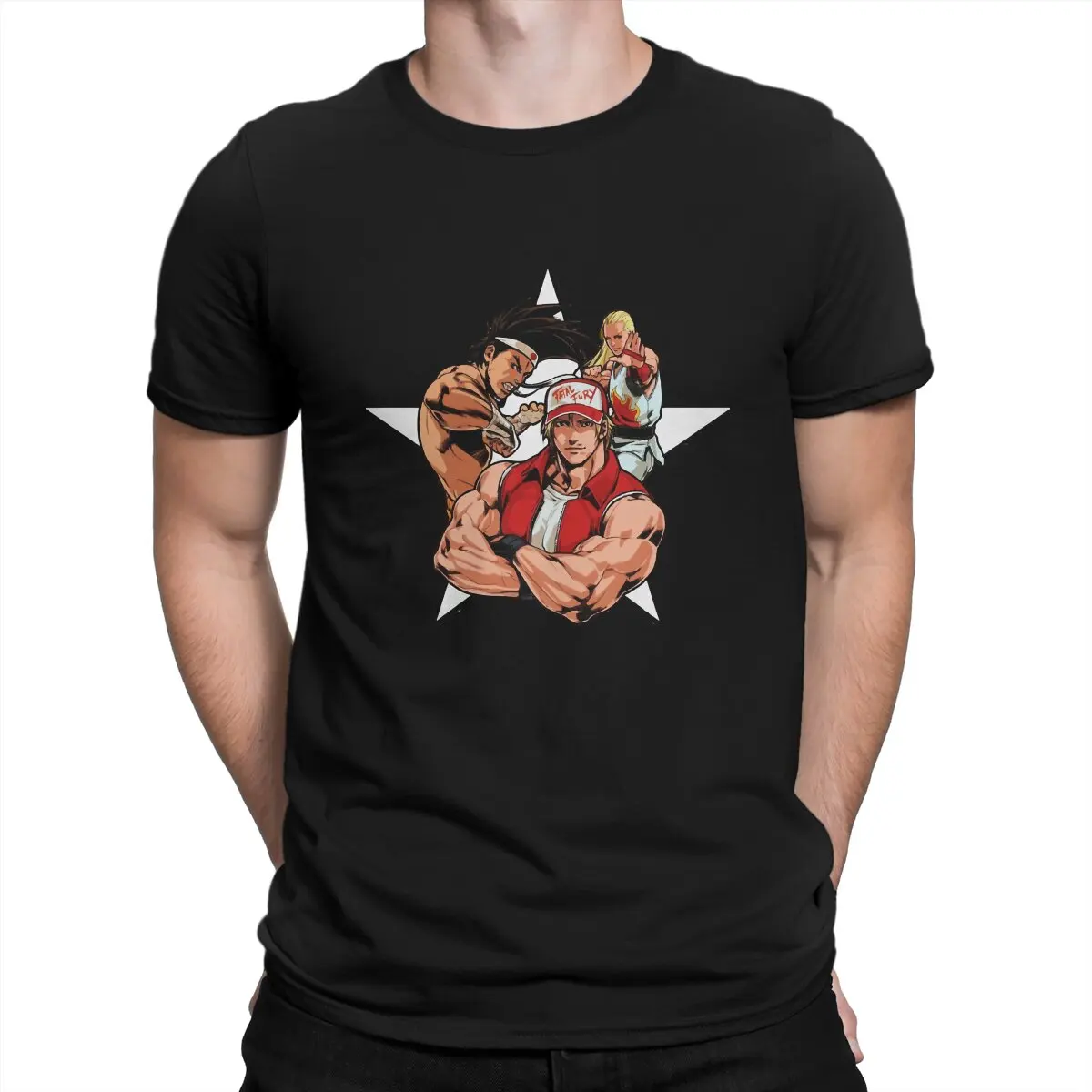 Fatal Fury Team Essential Men T Shirt The King of Fighters Game Vintage Tee Shirt Short Sleeve Round Collar T-Shirts Pure Cotton