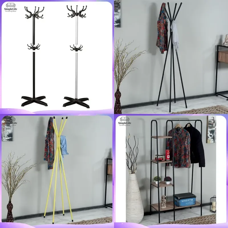 Modern Metal Coat Rack with Marble Base European Style Freestanding Clothes Hanger Stand for Living Room Entryway Jackets