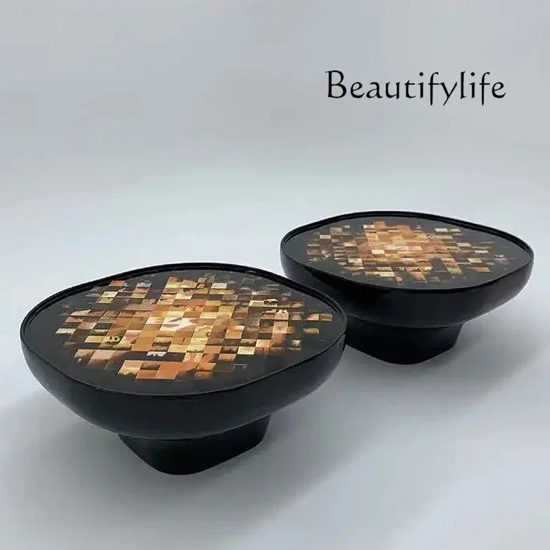 N40 Creative design minimalist art mosaic coffee table living room villa model room reception light luxury bright star coffee ta