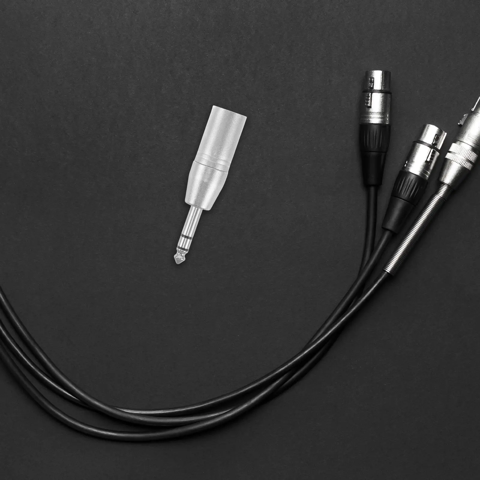 3 Pin XLR Male to Quarter Inch TRS Female Audio Adapter Metal Connector for Microphone Speaker Headphones