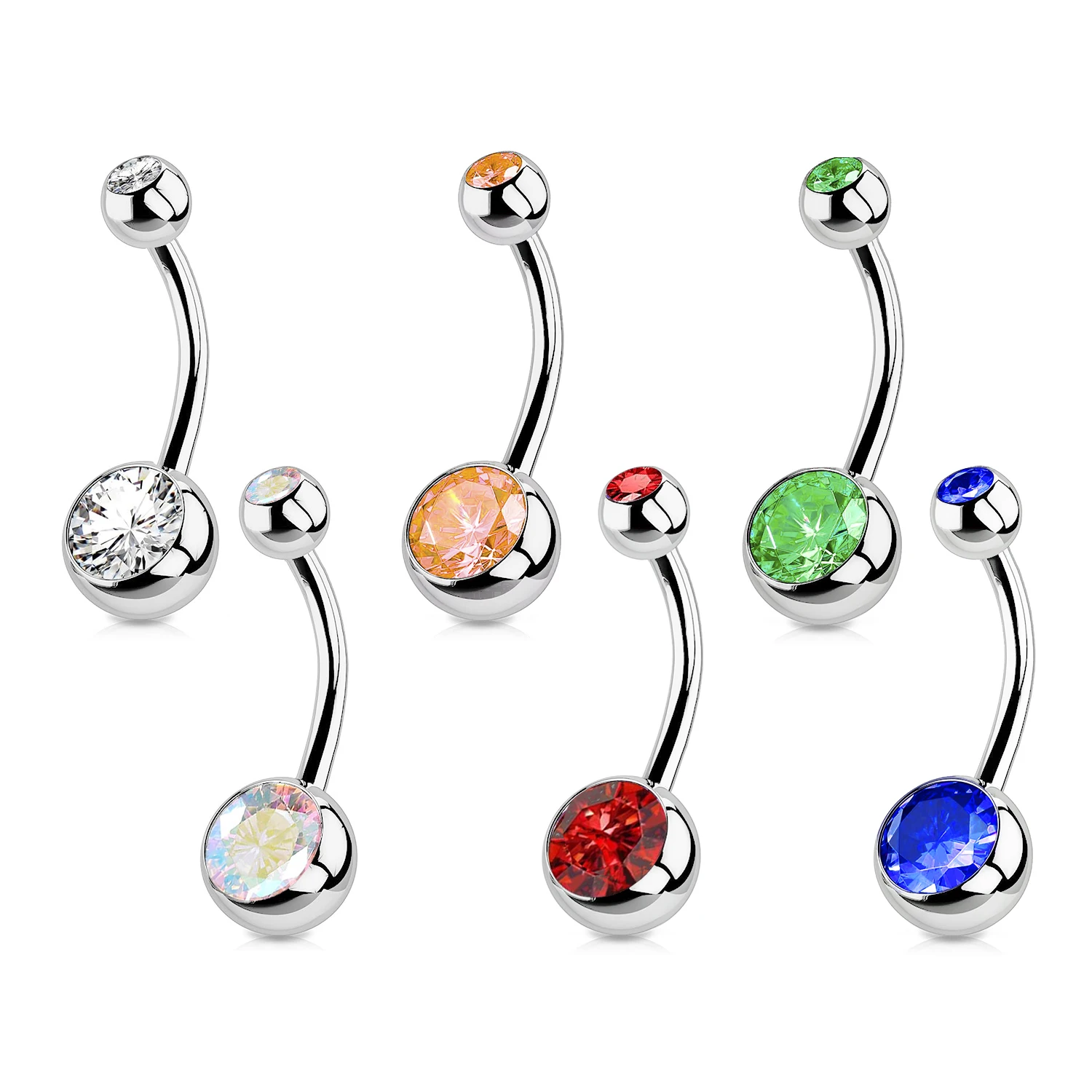 1PC G23 Titanium Crystal Gem Curved Barbell Rings Belly Button Navel Rings Piercings Nombril Ombligo Piercing Charming Jewelry