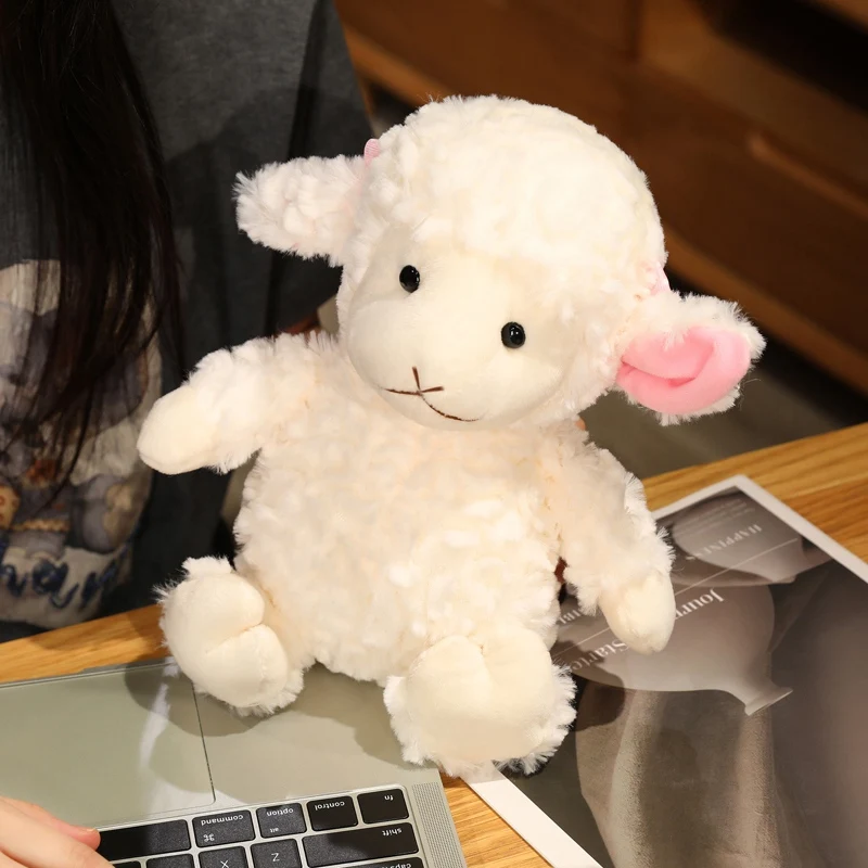 Jouet en peluche mouton blanc doux Kawaii, 16/22/30cm, poupée de couchage en peluche de dessin animé mignon, cadeau d'anniversaire idéal pour les enfants