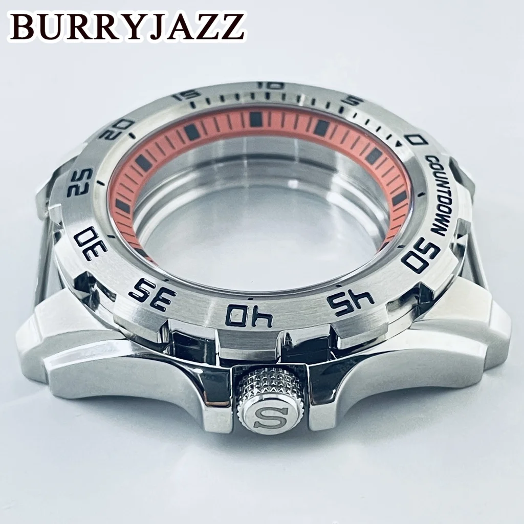 حافظة ساعة من الفولاذ المقاوم للصدأ من Burryjazz ، مقاومة للماء ، فضي ، صلب ، 44 ، NH35 ، NH36 ، NH34 ، NH38 ، NH70 ، NH72