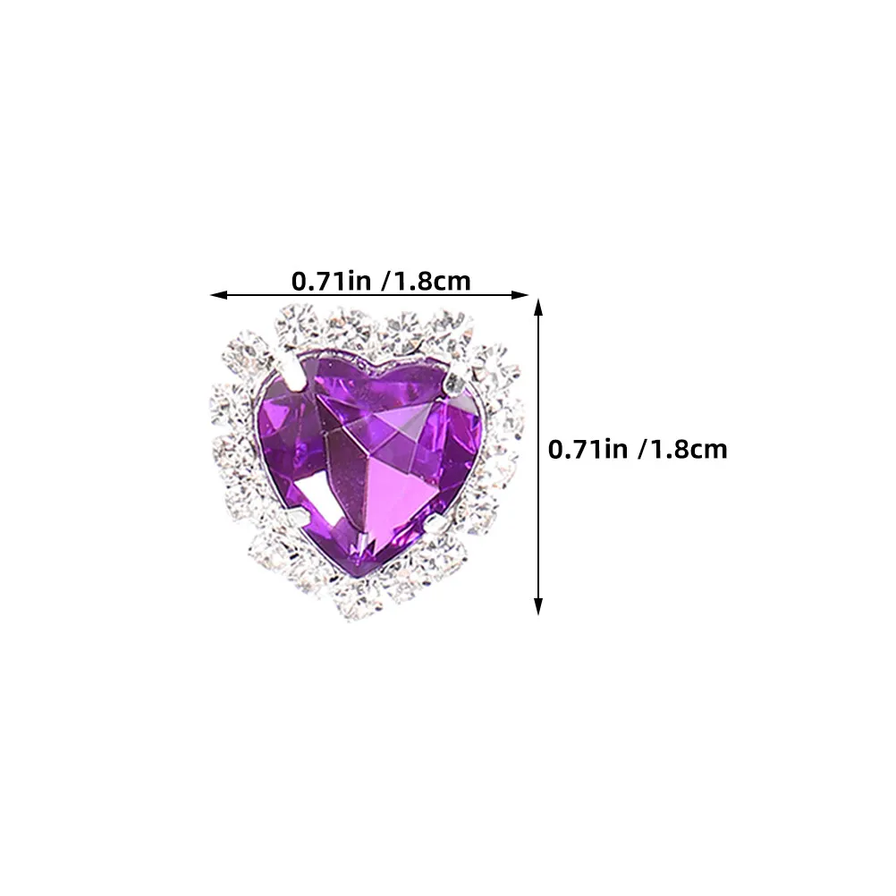 Heart Rhinestone Buttons 30Pcs Metal Claw Set Glass Flatback Embellishments for DIY Clothes Wedding Shoes