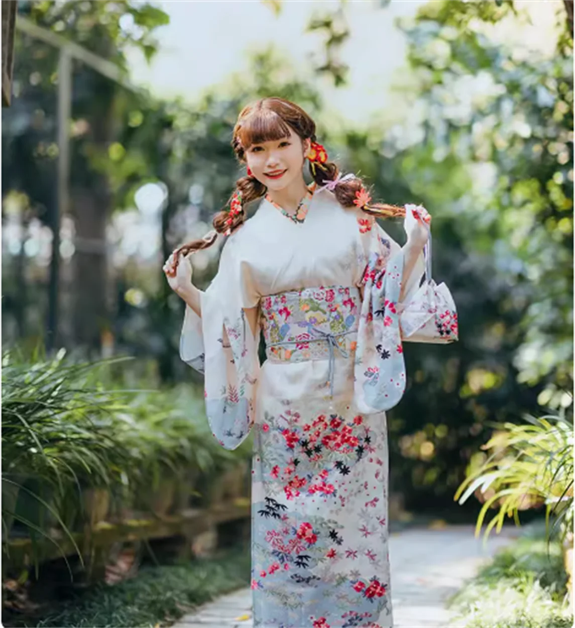 Kimono formal attire and fresh floral prints