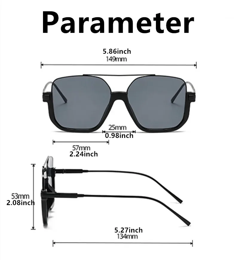 Double-Bridge Half-Frame Sunglasses — product information 3