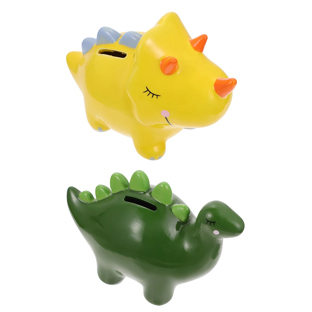 

2 Pcs Triceratops Coin Bank Cartoon Dinosaur Money Kids Piggy Boys Child