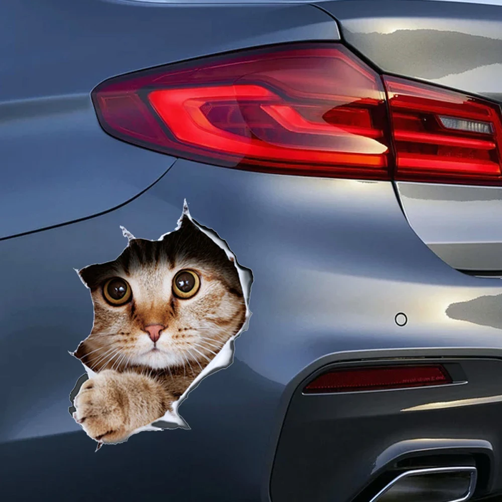LYKX Fashion 3D Cat Car Sticker Automobiles Motorcycles Exterior Accessories Vinyl Decals for Bmw Audi Ford Lada Vw